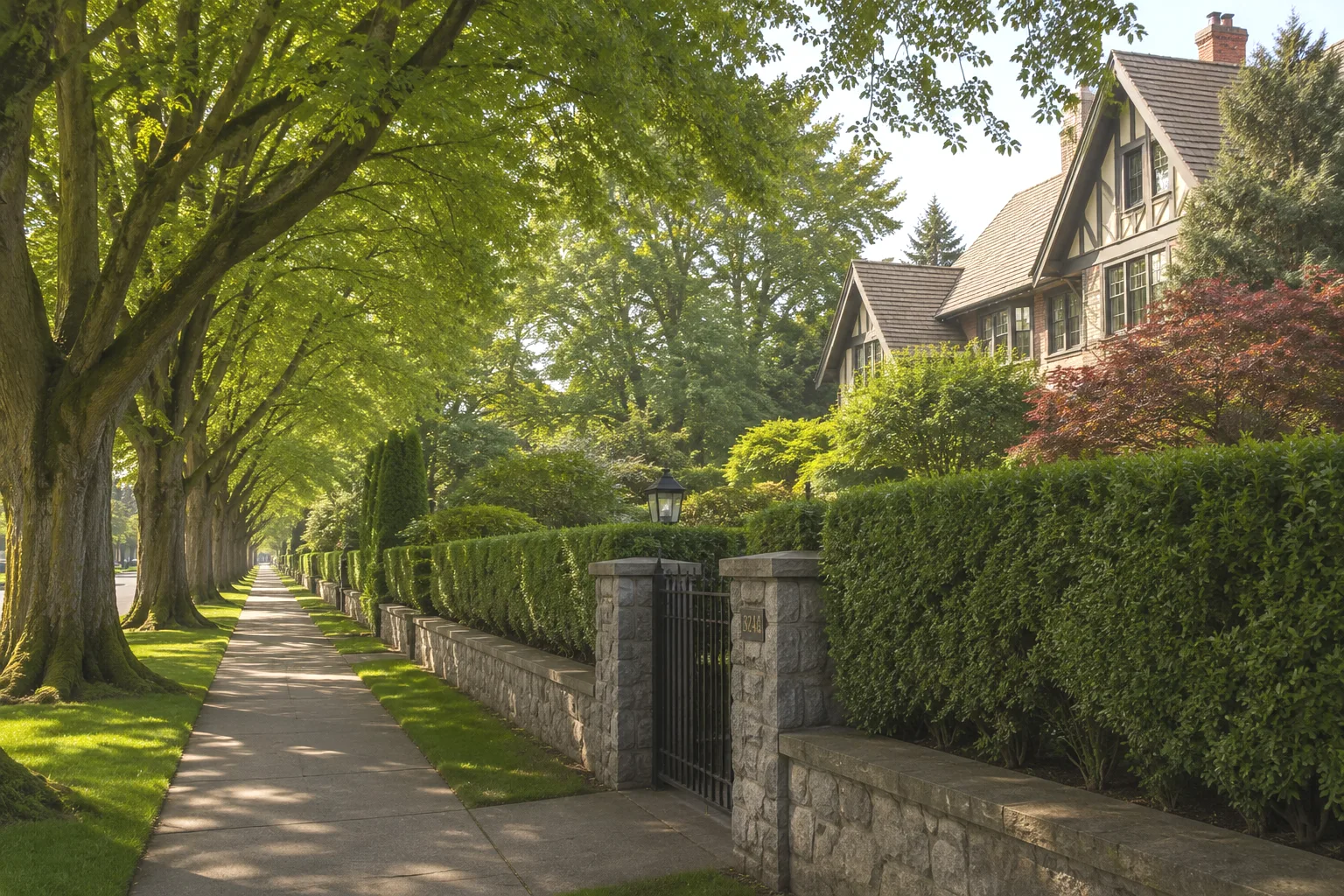 Illustrative landscaped Shaughnessy streetscape